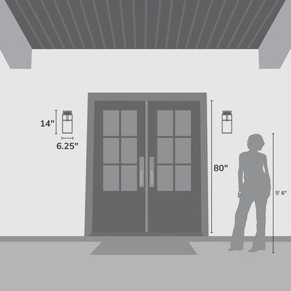 Hunter Fan, Colgante de pared Aspenbrook Negro Mate para Exterior 1 Luz, 14 pulgadas