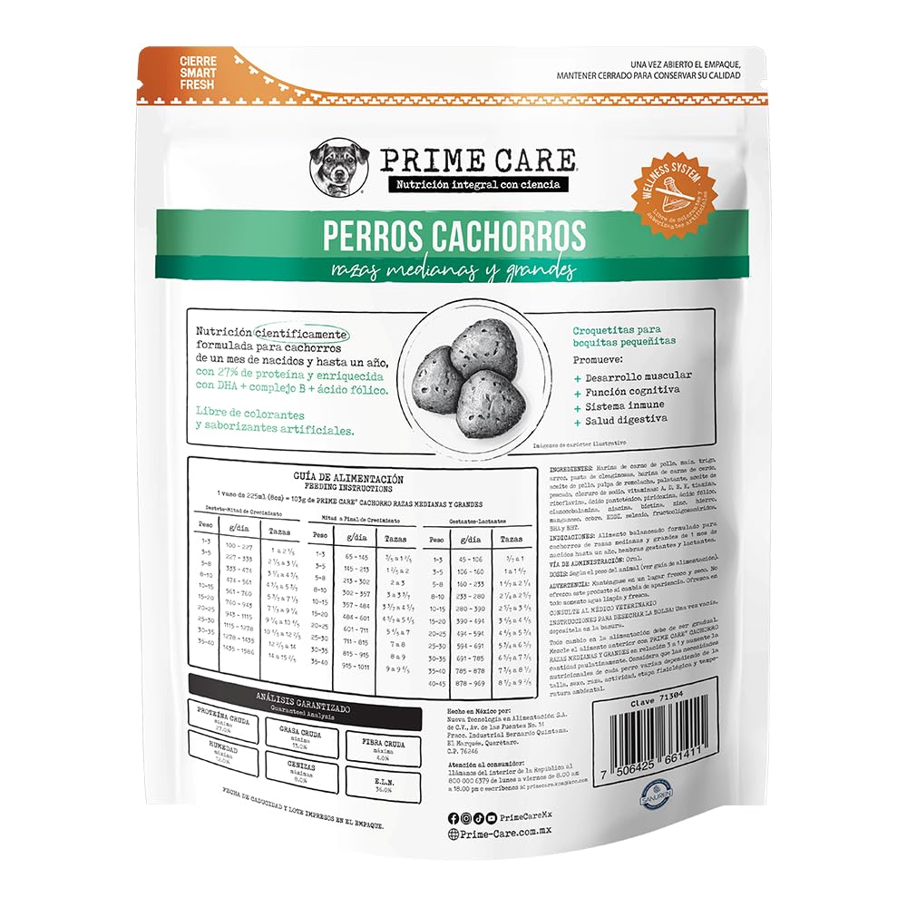 Prime Care Alimento para Perros Cachorros Razas Medianas y Grandes 4 Kg