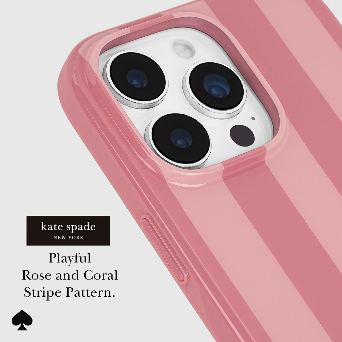 Kate Spade New York - Funda para iPhone 16 Pro MAX, diseño de Rayas de Coral Rosa