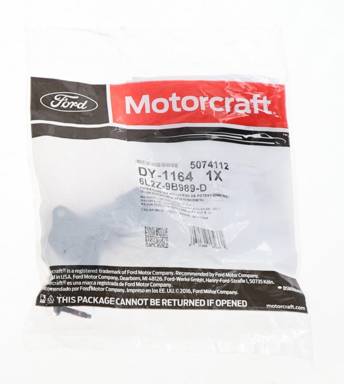 Motorcraft Sensor de Posicion del Acelerador DY1164