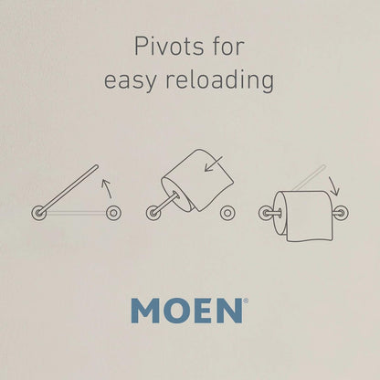 Moen Genta LX BH3808BN - Soporte de Papel higiénico pivotante Moderno para Papel higiénico para baño, níquel Cepillado