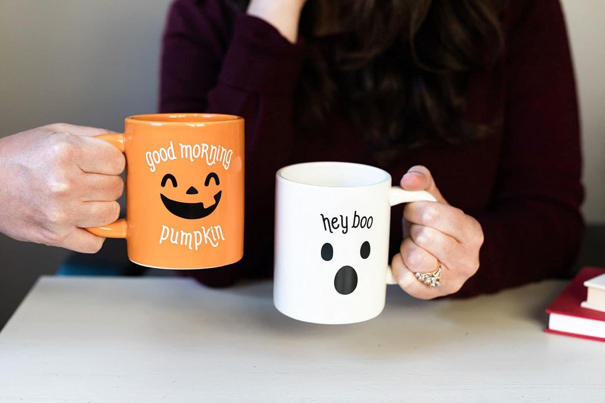 Pearhead Happy Fall Y'all - Taza de café de otoño, accesorios Home Dećor, naranja, 15 onzas, decoraciones de cocina de otoño, taza de té o café de día festivo