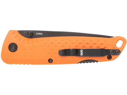 SOG Adventurer LB - Cuchillo plegable portátil ligero de 3 pulgadas, acero CRYO 5CR15MOV | Mango GRN | Mecanismo de bloqueo de espalda, color naranja y negro, paquete blíster