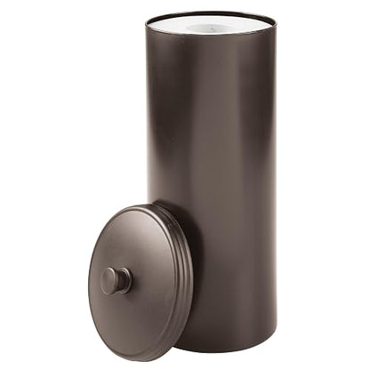 InterDesign Kent Portarrollos con tapa, compacto porta rollos de papel higiénico de pie para el baño fabricado en plástico, bronce