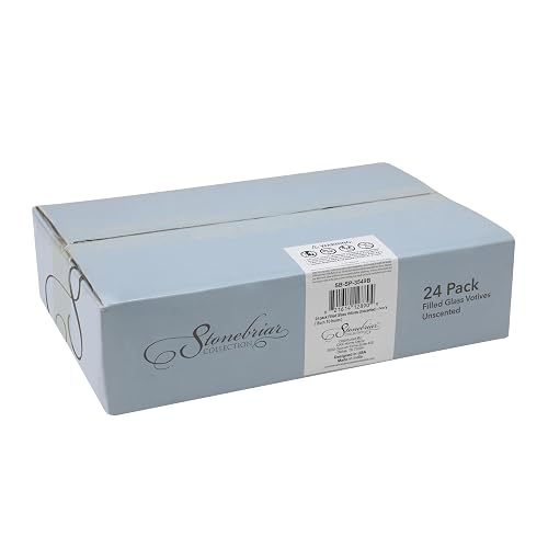 Stonebriar - Paquete de 24 velas votivas de vidrio transparente sin perfume de larga duración