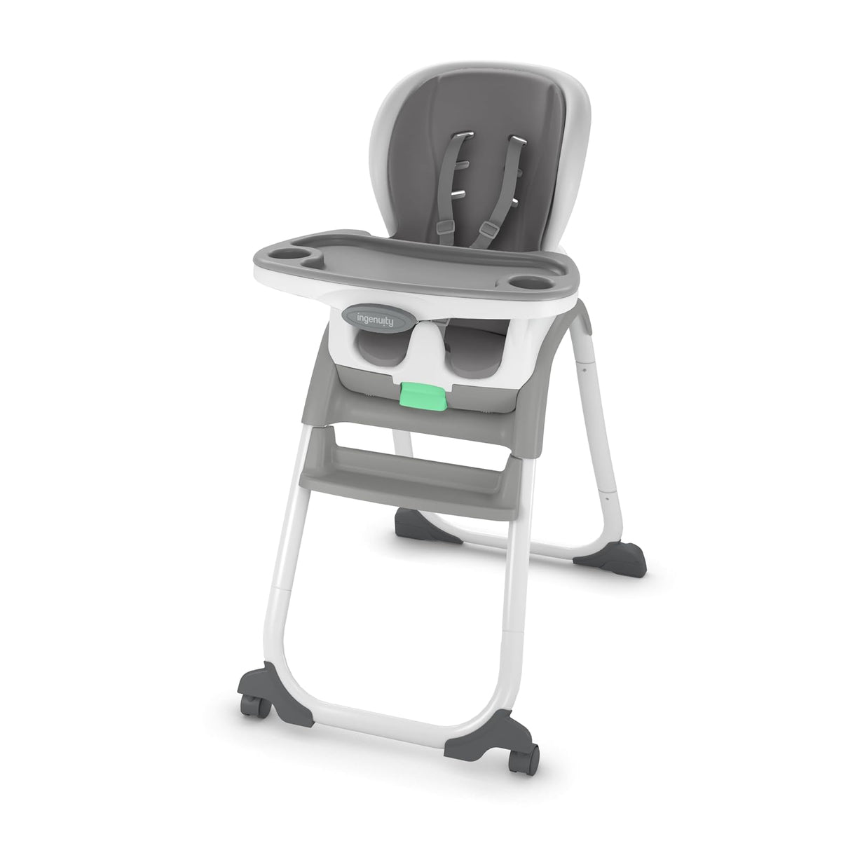 Ingenuity - Silla Alta 6 en 1 para bebé, apartir de 6 meses, multifuncional, con cinturón de seguridad de 5 puntos, 2 bandejas aptas para lavavajillas, adaptable al crecimiento, color gris