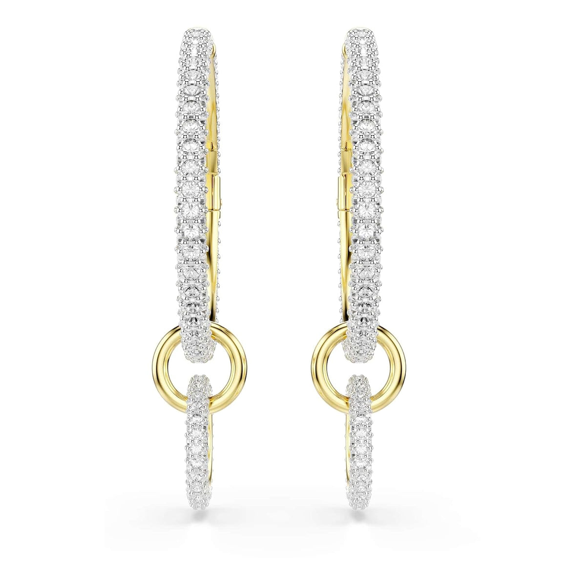 Swarovski Dextera - Pendientes de aro (aleación de oro, talla redonda), color blanco