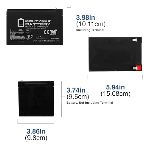 Mighty MAX Battery ML12-12F2-12 V 12 AH, Terminal F2, batería Recargable SLA AGM, Producto de Marca Original Mighty MAX®