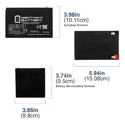 Mighty MAX Battery ML12-12F2-12 V 12 AH, Terminal F2, batería Recargable SLA AGM, Producto de Marca Original Mighty MAX®