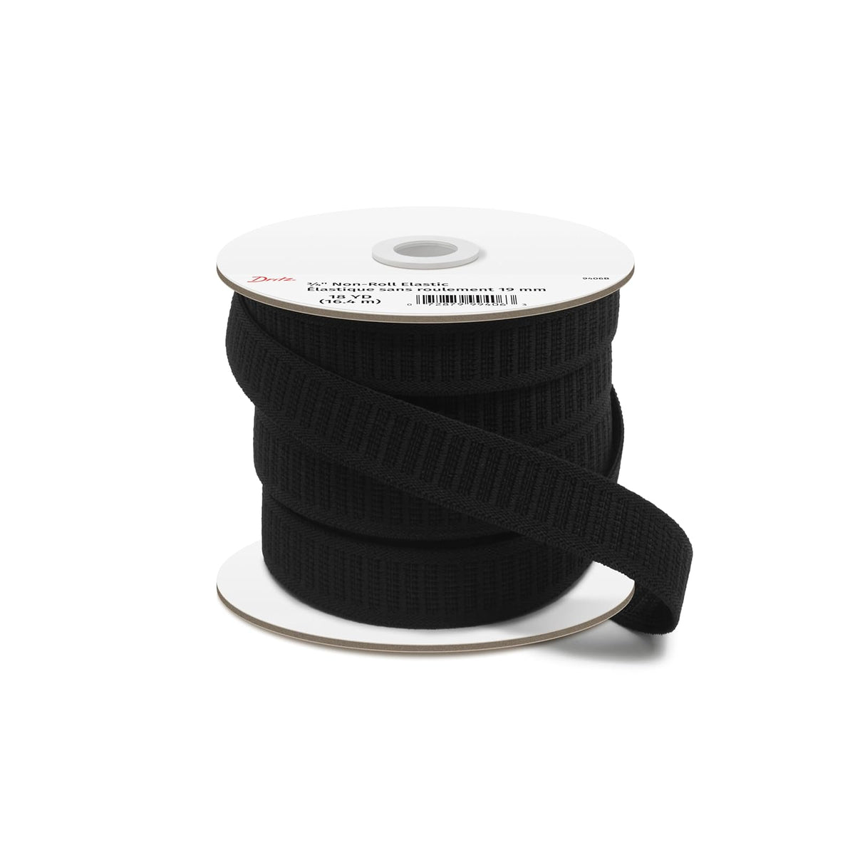 Dritz 9406B tela elástico no enrollable, negro, 3/4 pulgadas por 18 yardas | Resistente al rollo y a la torsión, para cintura y proyectos de costura