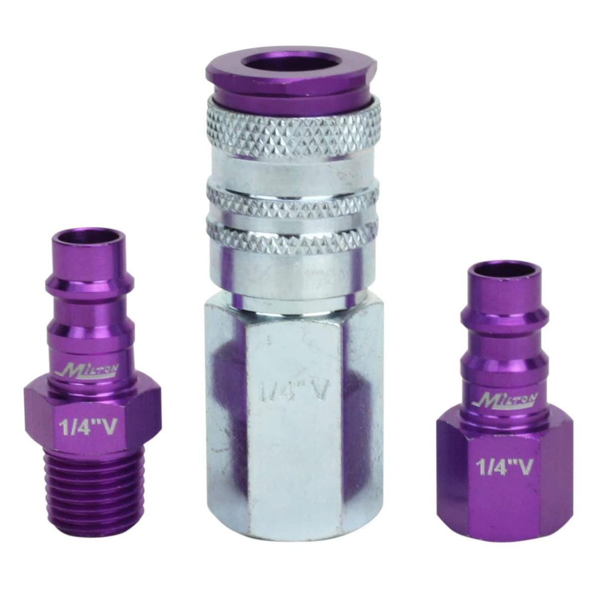 Milton S-303VKIT HIGHFLOWPRO - Juego de acopladores y enchufes estilo V 1/4 NPT morado - 3 piezas