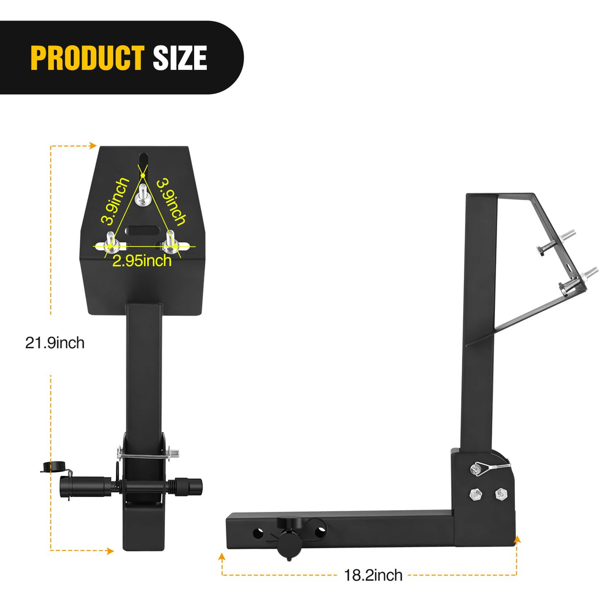 Nilight - Soporte de neumático de repuesto para enganche de remolque ajustable para camión, SUV, ATV, UTV, receptor de 2 pulgadas, se adapta a ruedas de remolque de 4 y 5 y 6 lengüetas