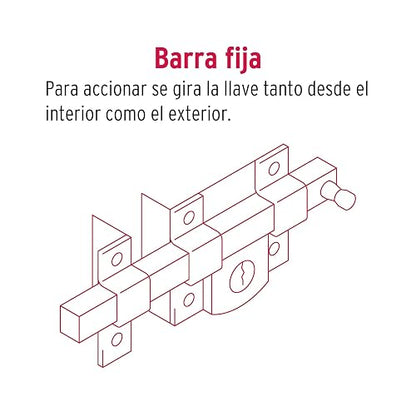 Hermex CB-50I, Cerradura de barra fija, llave tetra, izquierda