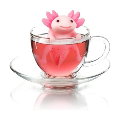 Fred RELAXOLOTL - Infusor de té auténtico, bonito diseño de axolotl, para té de hojas sueltas, silicona flexible, fácil de limpiar, regalo divertido para los amantes del té, dispositivo de cocina