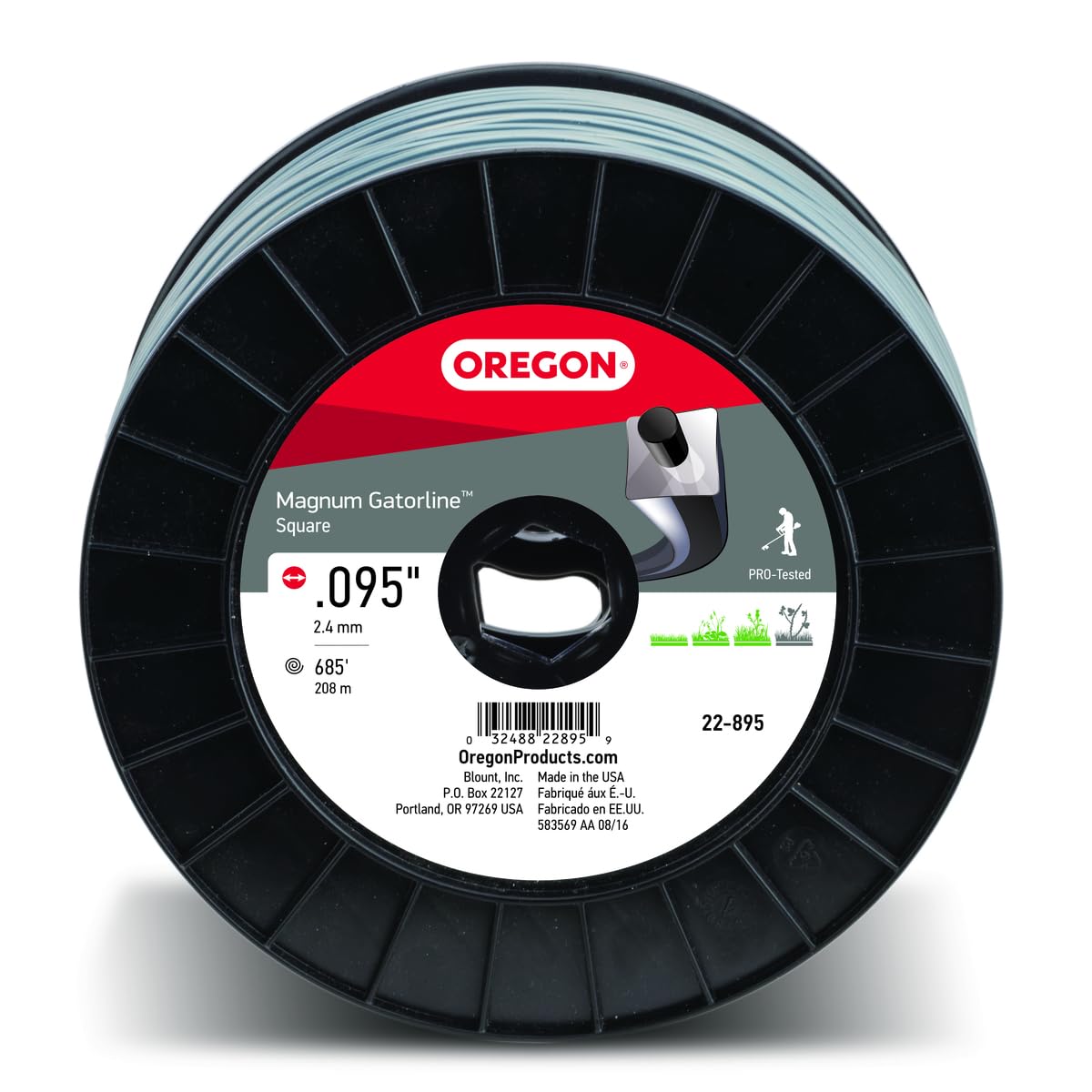 Oregon 22-895 Magnum Gatorline Línea de recortadora cuadrada 0.095 pulgadas por 685 pies