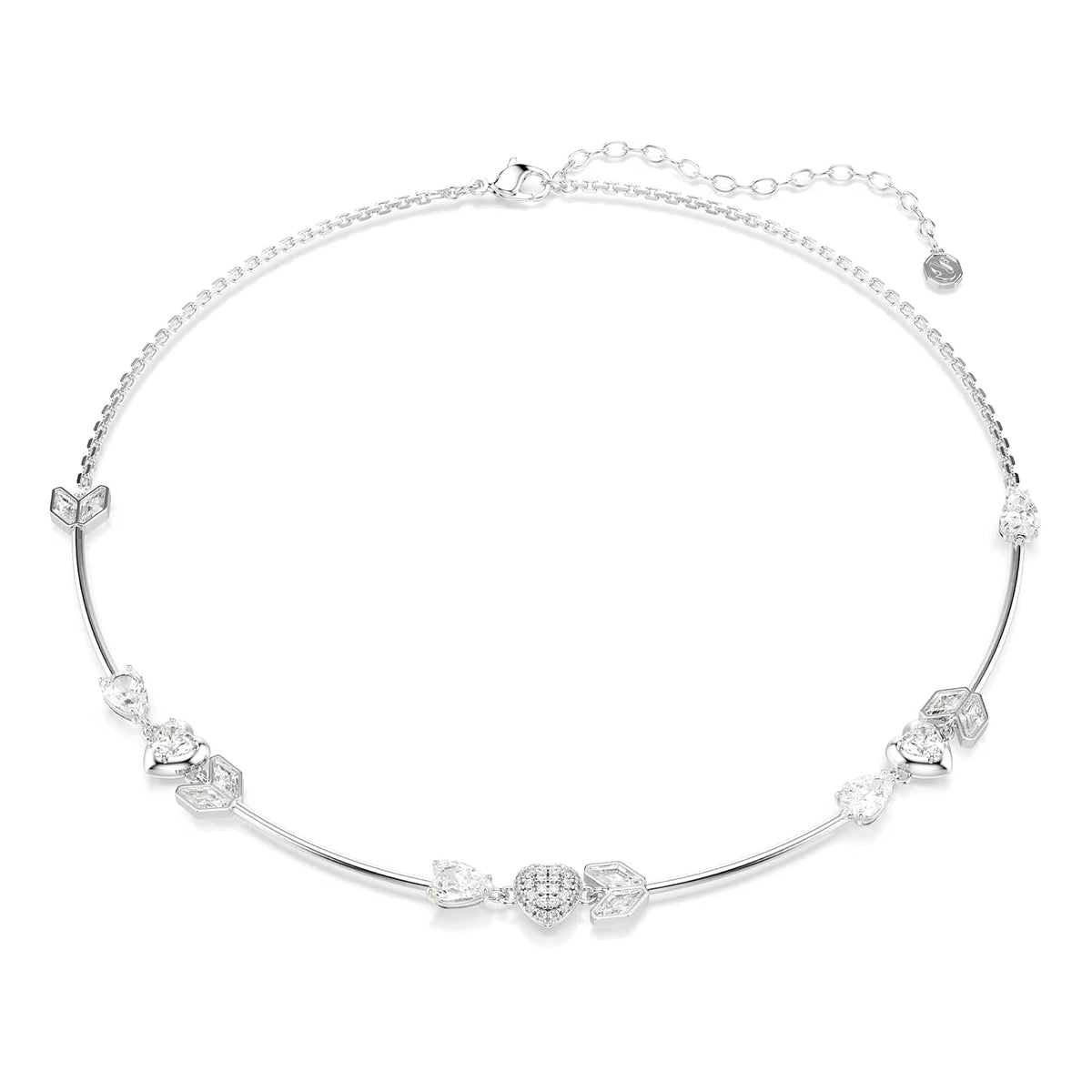 Swarovski Idyllia - Collar de corazón con flecha, chapado en rodio, color blanco