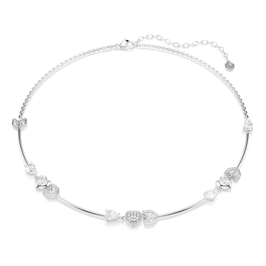 Swarovski Idyllia - Collar de corazón con flecha, chapado en rodio, color blanco