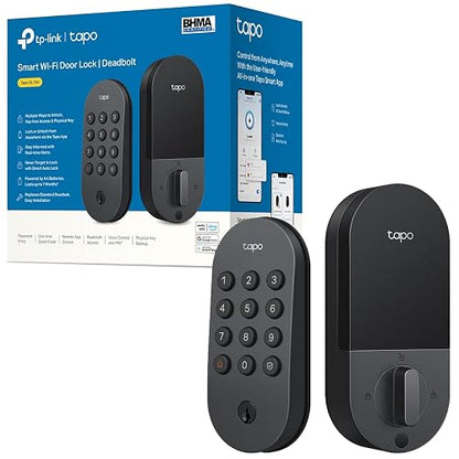 TP-Link Tapo DL100 Cerradura Digital WiFi con Teclado - 4 Modos de Acceso - Hasta 200 Códigos - Batería de Larga Duración - Comandos de Voz - Bloqueo Automático - App Tapo - Protección IP54