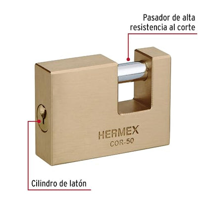 Hermex COR-50 Candado Antipalanca con Cuerpo de Latón