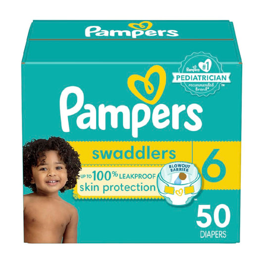 PAMPERS Swaddlers Pañales Desechables Unisex Etapa 6, 50 Uds, Bebé 10-20 Kg