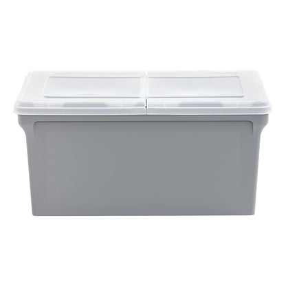 IRIS USA 42 L Caja de Archivos Plástica con Tapa de Bisagra para Archivos Carta/Legal, 4 Paquete, Bin Organizador Libre de BPA, Apilable y Anidable, Gris/Translúcido