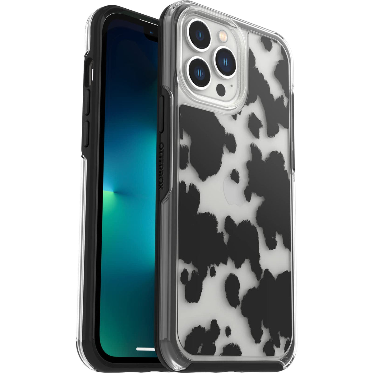 OtterBox Symmetry Clear Series Disney - Funda para iPhone 13 Pro MAX y iPhone 12 Pro MAX, Estampado de Vaca