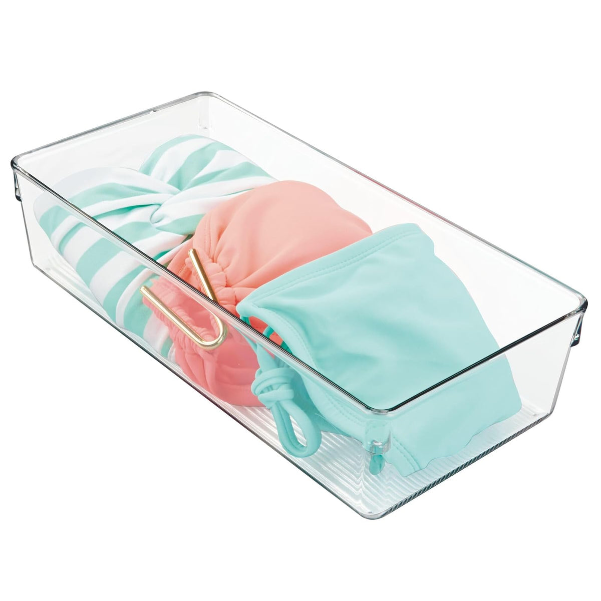 InterDesign Linus Organizador de cajones para Armario y tocador, Caja organizadora de 30,5 cm x 15,2 cm x 7,6 cm en plástico, Transparente - 3-Inch by 6-Inch by 12-Inch