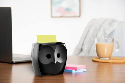 Post-it - Dispensador de notas de búho, incluye 1 bloc de notas emergentes de 3 x 3 pulgadas, 45 hojas, OWL-330-BK