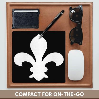3dRose 8 x 8 x 0.25 Inches Mouse Pad, Fleur De Lis White on Black (mp_35248_1)