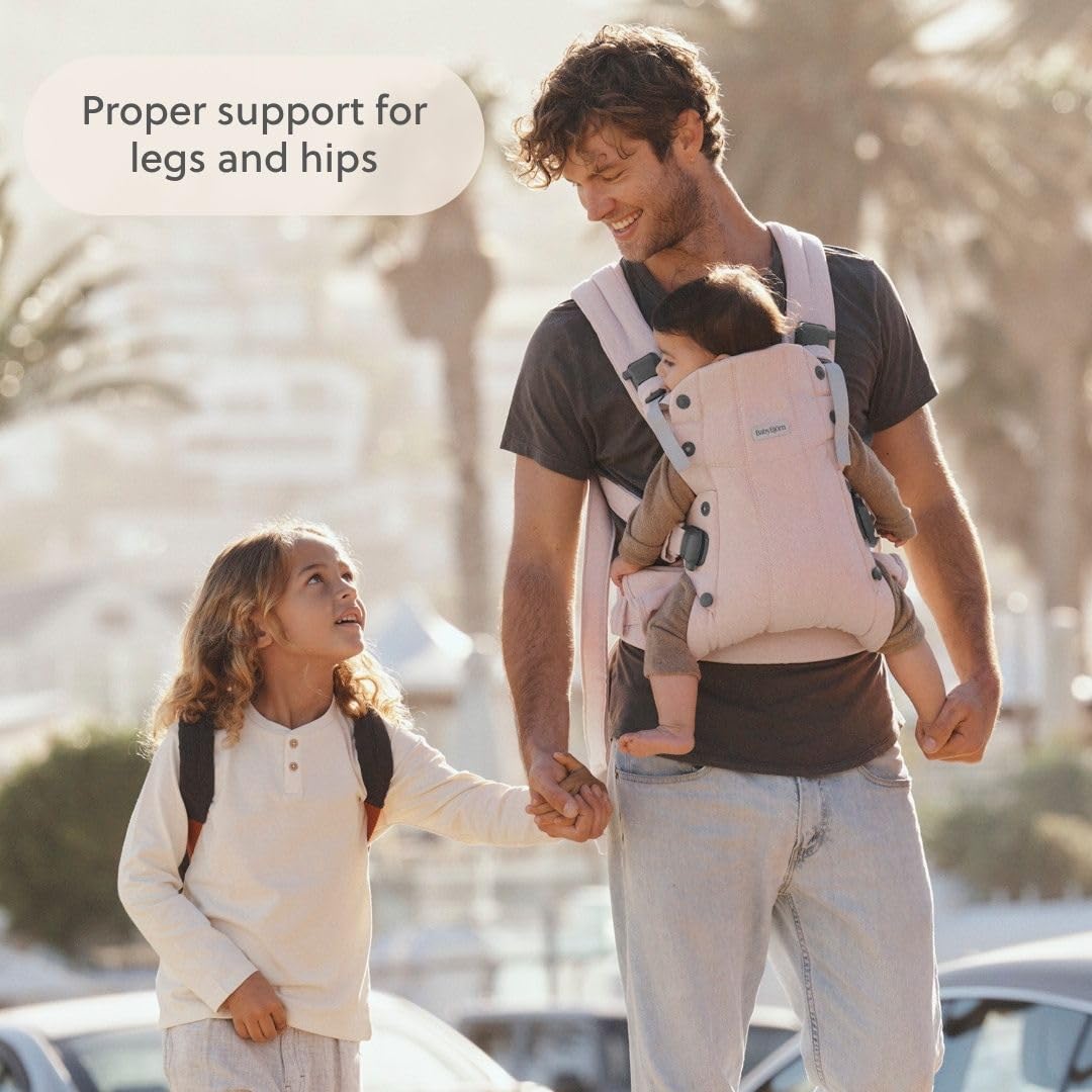 BabyBjörn Baby Carrier Harmony, Light Pink, Woven Mélange | 3-in-1 Ergonomic Baby Carrier; Newborn, Facing-in, Outward-Facing, and Back Carrying Positions Supported (7-40 lbs), Newborn to Toddler