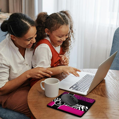 3dRose 8 x 8 x 0.25 Inches Mouse Pad, Elegant Animal Print Monogram Hot Pink A (mp_35610_1)