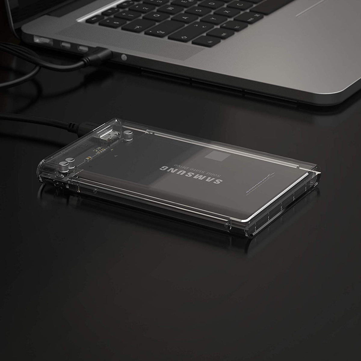SABRENT - Carcasa de Disco Duro Externo Transparente de 2.5 Pulgadas SATA a USB 3.0 sin Herramientas, optimizada para SSD, Compatible con UASP SATA III (EC-OCUB)
