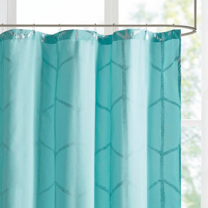 Cortina de Ducha con diseño Inteligente Raina Estampada, geométrica, Lavable a máquina, Moderna decoración de baño para el hogar, 72 x 72 Pulgadas, Color Azul