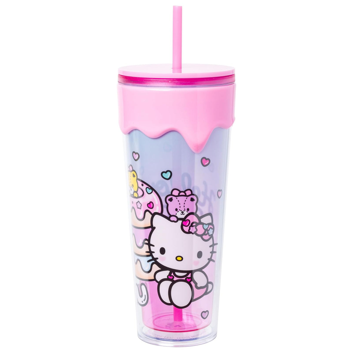 Silver Buffalo Vaso con Popote Diseño de Personajes con Licencia 26 oz - 0.77 L - hello kitty