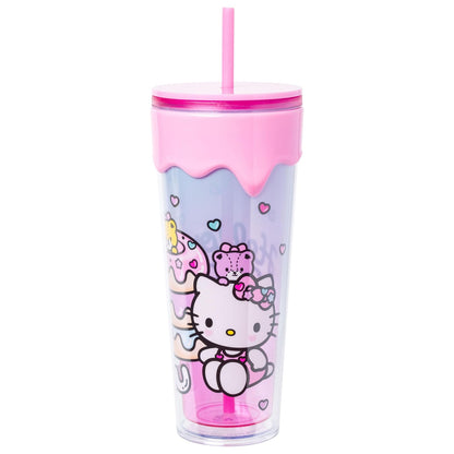 Silver Buffalo Vaso con Popote Diseño de Personajes con Licencia 26 oz - 0.77 L - hello kitty