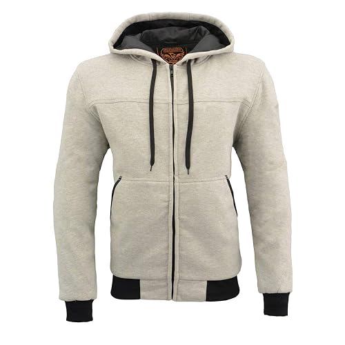 Milwaukee Leather MPM1788 - Sudadera con Capucha para Hombre, Color Plateado Aprobado por la CE, con aramida, por Dupont Fibers - M