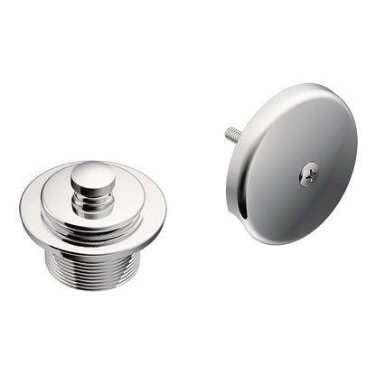 Moen T90331 - Kit de desagüe para tina y ducha de metal chapado en cromo Push-N-Lock y cubierta de desbordamiento con roscas de 1-1/2 pulgadas, - Cromado