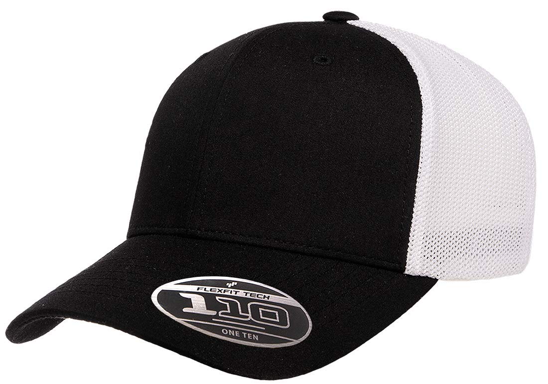 Flexfit Flexfit Men's Flexfit 110 Recycled Trucker Mesh Tapa para Hombre - Negro - Blanco - Talla Única