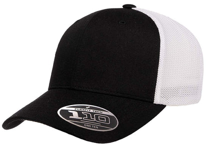 Flexfit Flexfit Men's Flexfit 110 Recycled Trucker Mesh Tapa para Hombre - Negro - Blanco - Talla Única