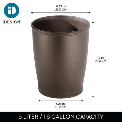 InterDesign Kent Plastic Wastebasket Small Round Plastic Trash Can for Bathroom, Bedroom, Dorm, College, Office, Set of 2, Bronze