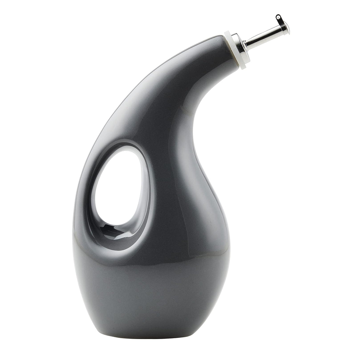 Rachael Ray 48465 - Botella dispensadora de aceite y vinagre de cerámica con boquilla, 24 onzas, color gris oscuro