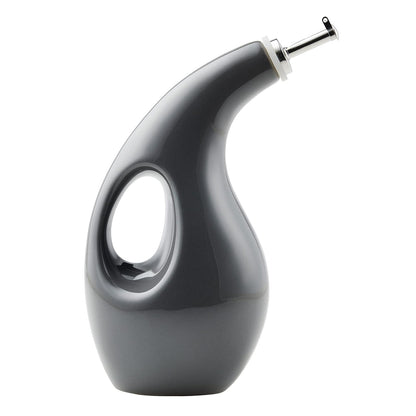 Rachael Ray 48465 - Botella dispensadora de aceite y vinagre de cerámica con boquilla, 24 onzas, color gris oscuro