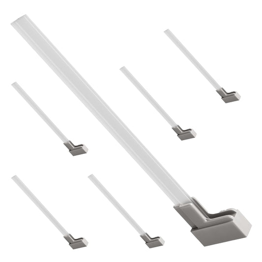 Master Magnetics MSHL03X6 Magnetic Sign Holder for 12" Sign, 90 Degree Magnetic Base with Acrylic Strip, 2.28" L, 0.79" W, 14.8" Overall, Clear, White (Pack of 6)