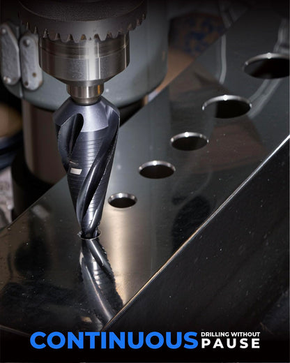 AugTouf Broca de Paso de Cobalto con Cuatro Espirales, Vástago Hexagonal 1/4" para Metal