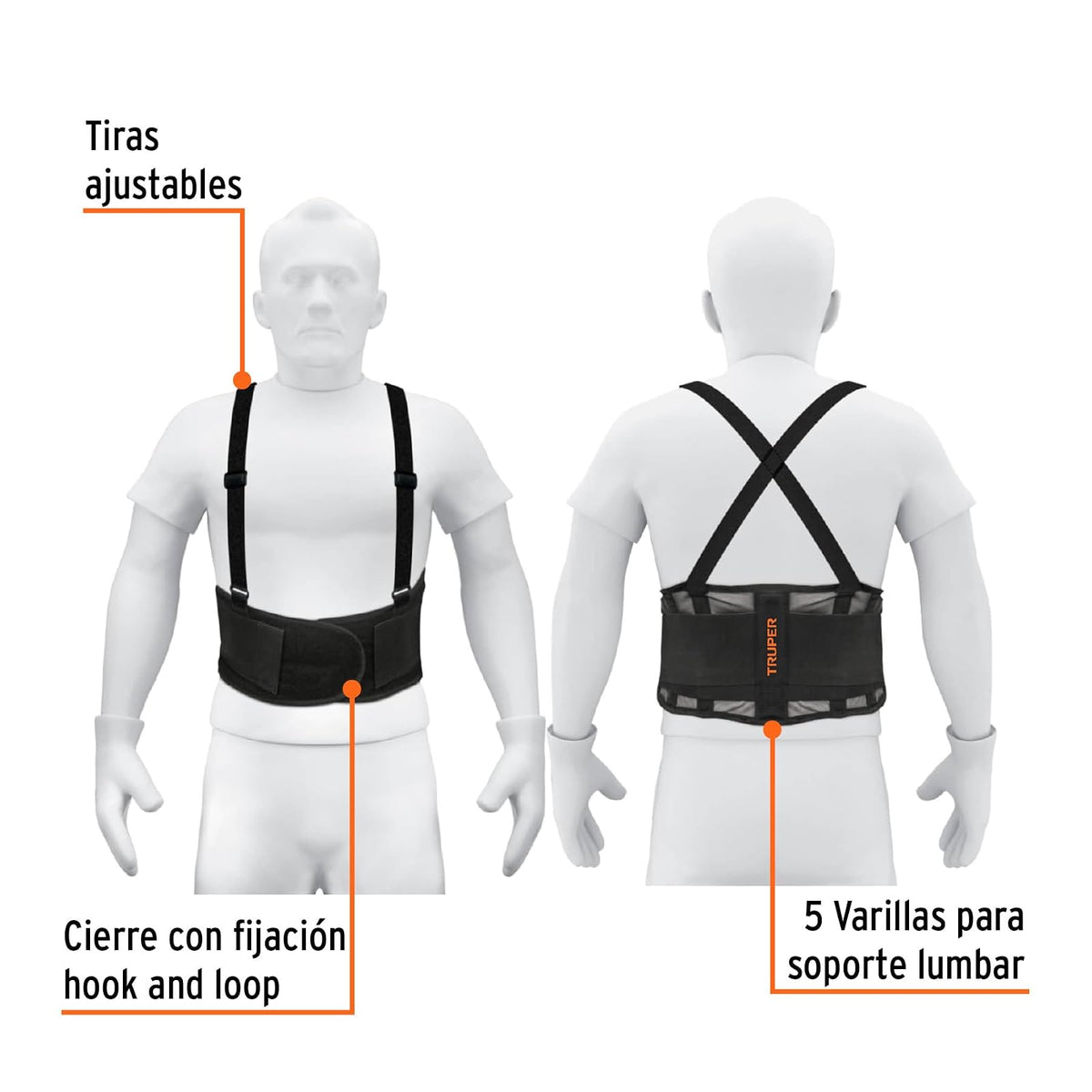 Truper FAJA-LV, Faja con tirantes ajustables, ventilada, talla grande