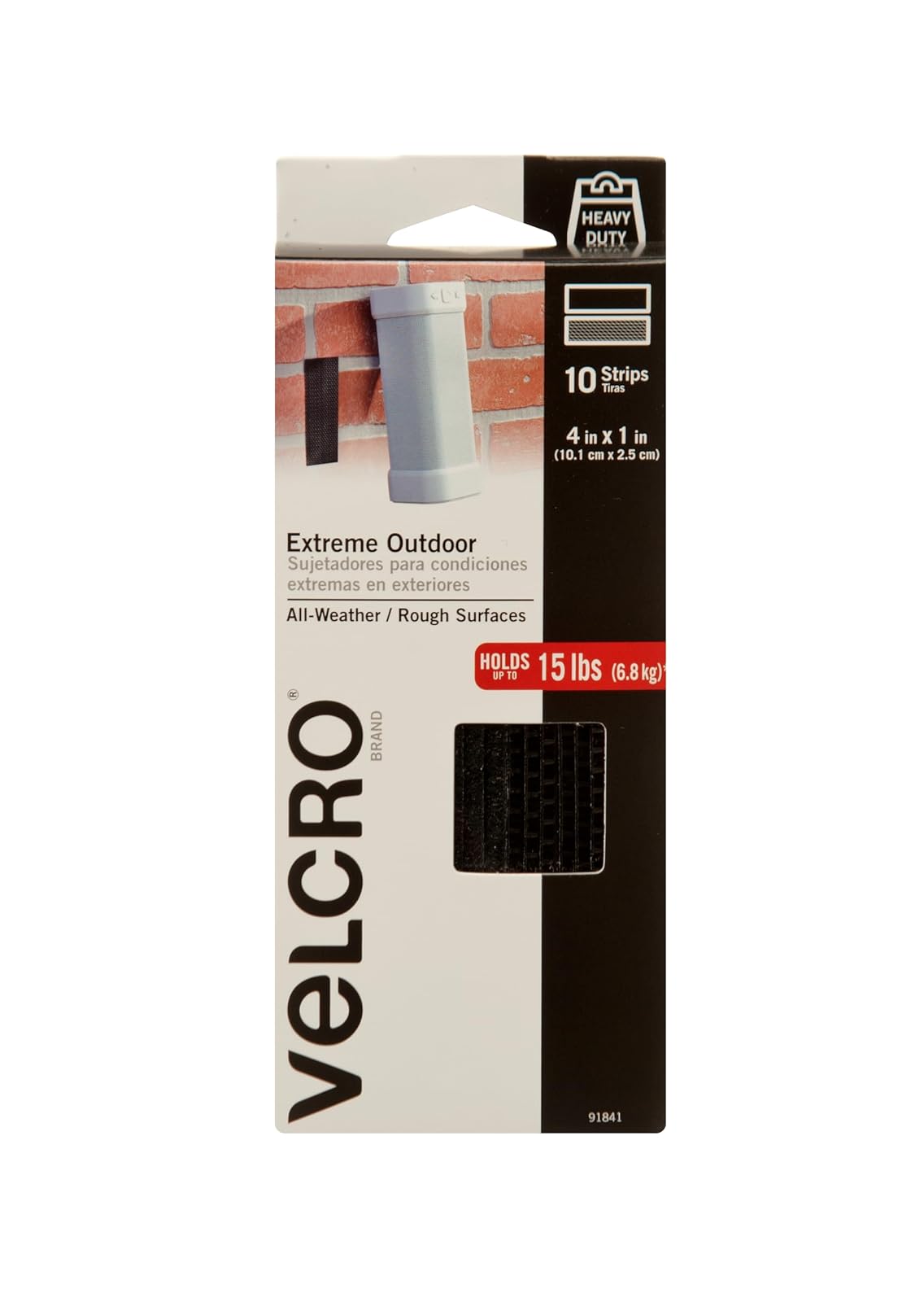 VELCRO Brand Extreme Cinta Industrial, 1 pulg x 3 m, Negro - Negro - Black - 4in x 1in (10Pk)
