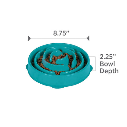 Outward Hound Fun Feeder Slo Bowl, Slow Feeder Dog Bowl, Medium, Turquoise