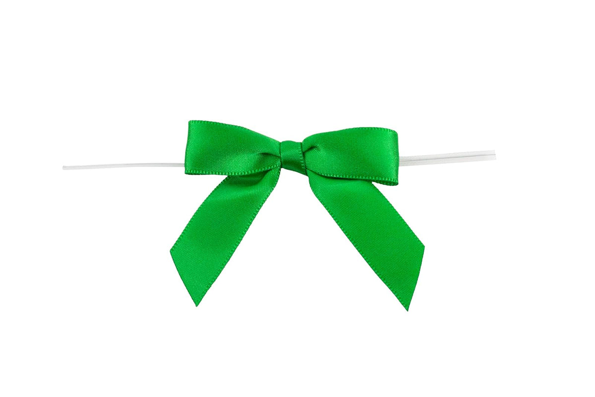 Reliant Ribbon 100 Piece Bow 2.5 Span X 1.75 Tails Twist Tie Ribbon, Emerald, 5/8" - Esmeralda - 1,58cm