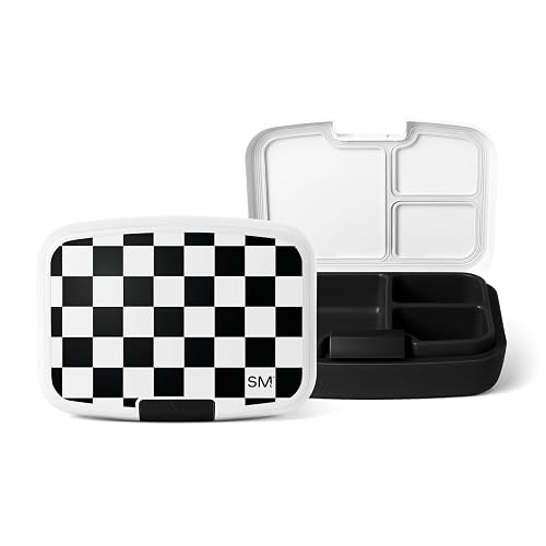 Simple Modern Porter Bento Fiambrera | 30 oz, blanco y negro, 3 compartimentos, sin BPA, a prueba de fugas, apto para lavaplatos