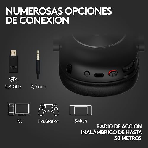 Logitech G Pro X 2 Lightspeed Audífonos Inalámbricos Gaming | Mic. Desmontable, Drivers de 50 mm, Bluetooth, Cable 3.5 mm, DTS Headphone:X 2.0, 50 Horas de Batería